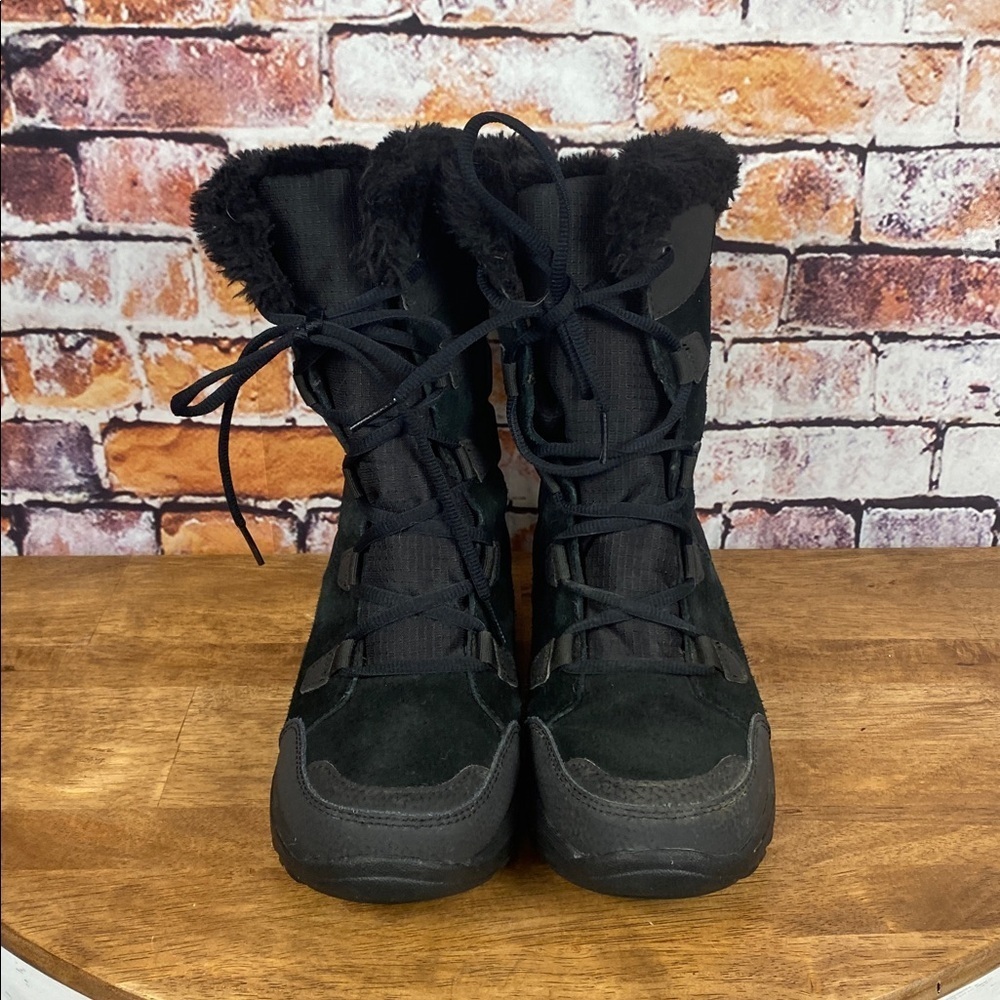 Columbia Weatherproof Black Fur-Lined Lace Up Slip On Winter Boots Sz 7 - Picture 6 of 13